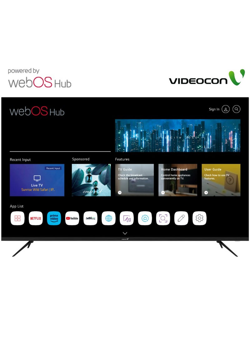 VIDEOCON 55-Inch Edgeless 4K UHD WebOS Hub Smart TV, Magic Remote, Bluetooth, Dolby Audio, Apple AirPlay, DVB T2/S2, Free Wall Bracket – E55ELWO1100 Black - Image 1