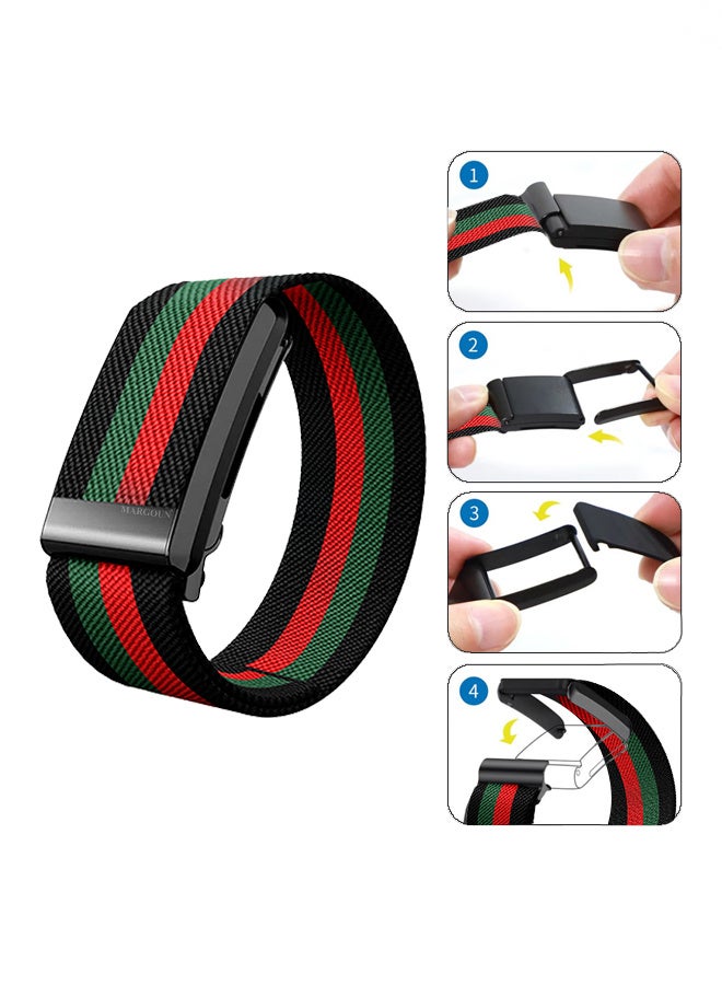MARGOUN Premium Adjustable Nylon Strap for WHOOP 5 – Lightweight & Breathable Replacement Band Green Red - Image 4