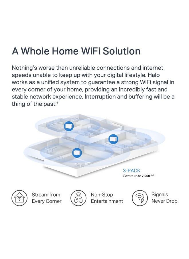 MERCUSYS Halo H80X (3-Pack) AX3000 Whole Home Mesh Wi-Fi 6 System – Dual-Band, High-Speed Coverage for Large Homes and Offices white - Image 5
