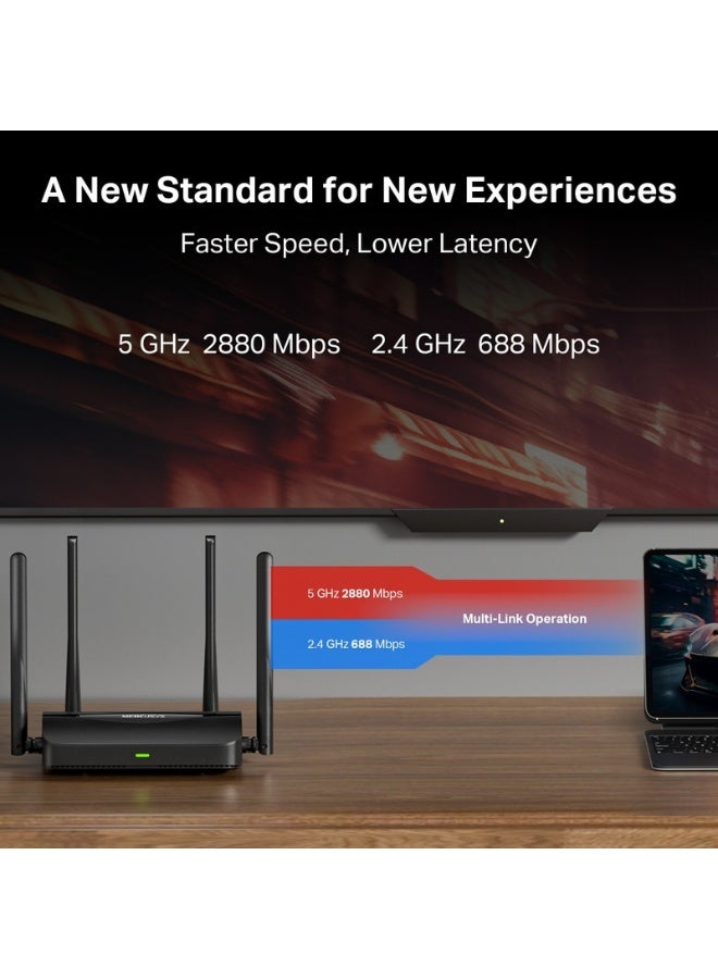 MERCUSYS MR25BE BE3600 Dual Band Wi-Fi 7 Router – High-Speed Wireless AX, Advanced Security, Ideal for Gaming and Streaming black - Image 4