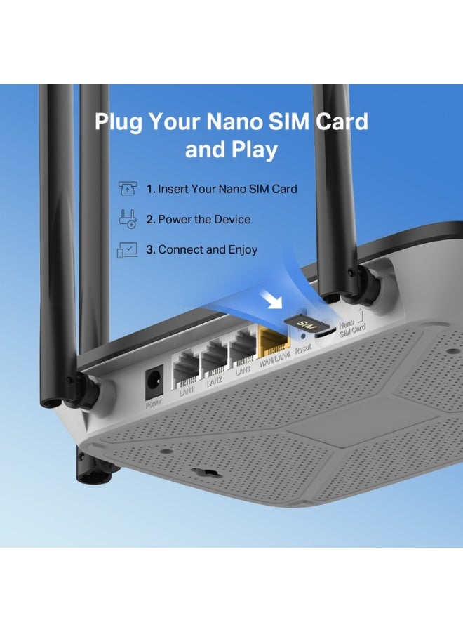 MERCUSYS MB115-4G 300 Mbps Wireless N 4G LTE Router – Portable, Fast 4G Internet with Wi-Fi Sharing for Home and On-the-Go Connectivity black - Image 3