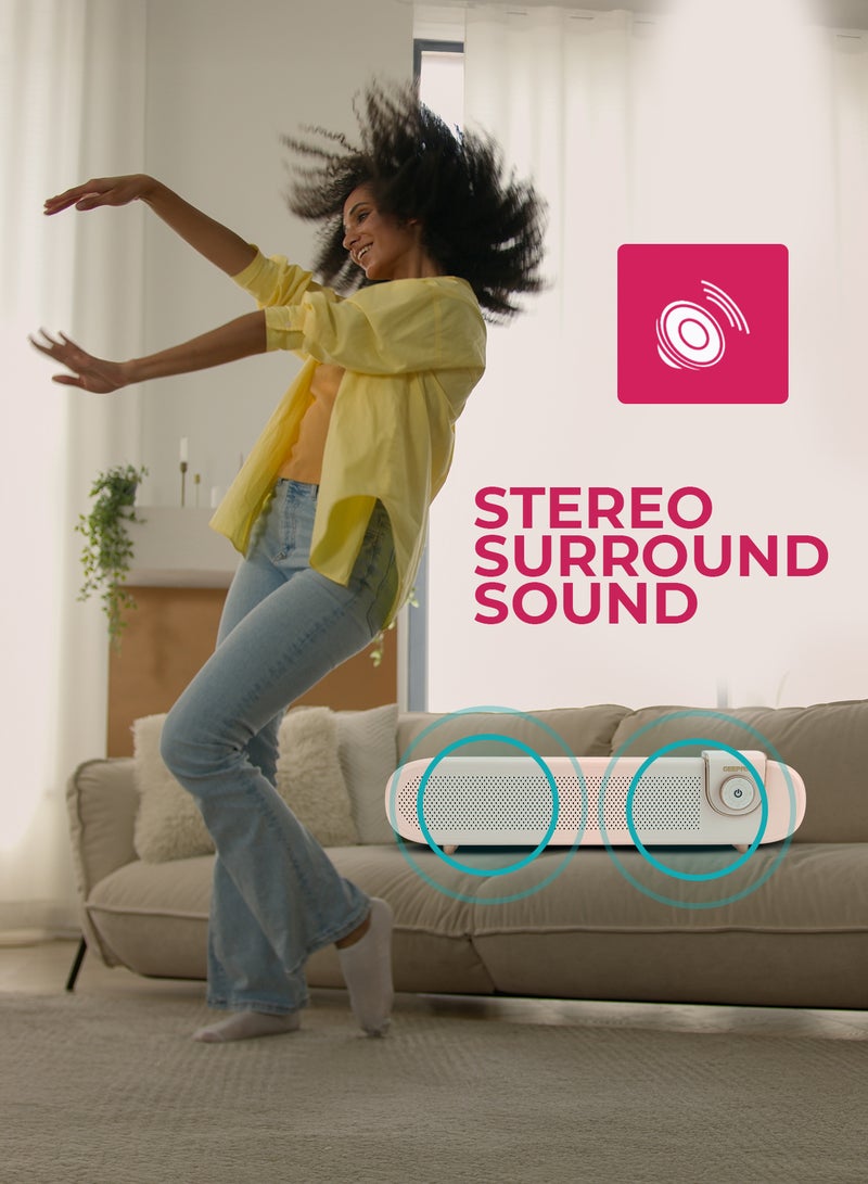 GEEPAS Portable Stylish Bluetooth Speaker | 6 Hours Playtime, Stereo Surround Sound, TF/USB/AUX Support | Type-C Charging, Compact Design GMS11198 | Pink pink - Image 4