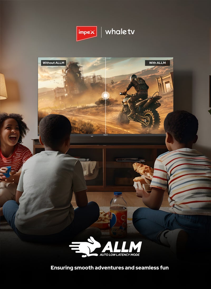 Impex Whale OS 50 Inch Smart Full HD QLED TV | ChatGPT AI Voice Assistant | Netflix, Prime, YouTube, Disney+ | 176° Viewing Angle | 8GB Internal Memory, 1.5GB RAM | 2xHDMI, 2xUSB | A+ Grade Panel | Wios50Q black - Image 4