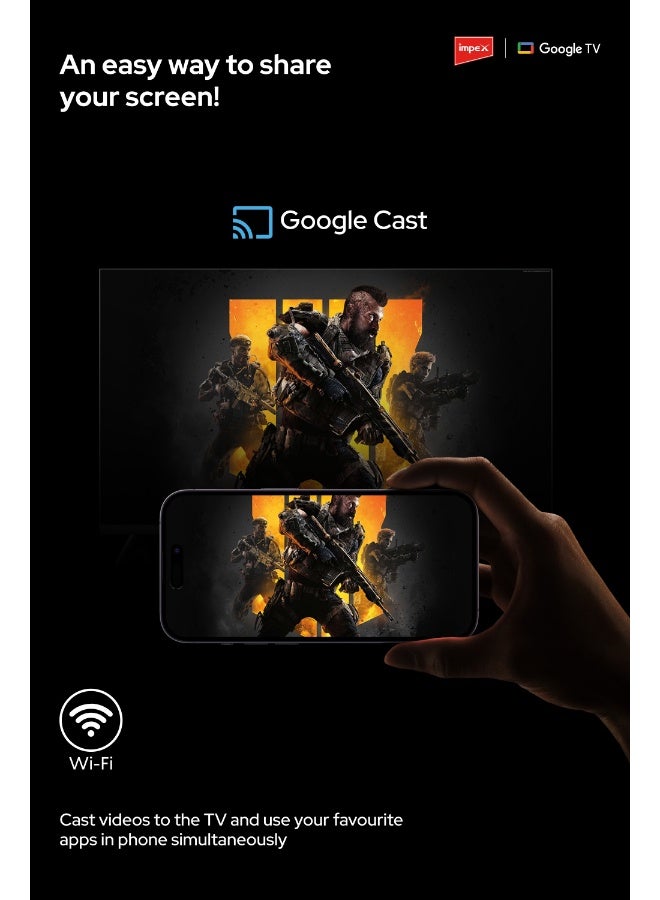 إمبكس تلفاز جوجل QLED بحجم 50 بوصة | دقة 4K Ultra HD | جهاز تحكم صوتي | 2 جيجابايت RAM و 16 جيجابايت تخزين | واي فاي، بلوتوث، HDMI ARC، USB، بصري، مدخل AV | نظام صوت دولبي | زاوية رؤية 178° | دقة عالية | Evoq50QLC - Image 5