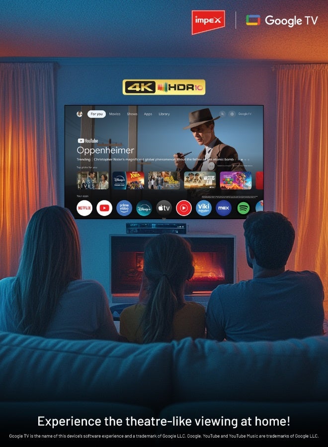 إمبكس تلفاز جوجل الذكي QLED بحجم 75 بوصة | 4K Ultra HD | مساعد جوجل، صوت دولبي، HDR10 | واي فاي، بلوتوث، جوجل كاست | شاهد، آبل تي في، نتفليكس، برايم فيديو، ديزني+، يوتيوب | 2 جيجابايت رام، 16 جيجابايت تخزين | USB، HDMI، مدخل صوت، مدخل فيديو | Evoq75QLC - Image 4