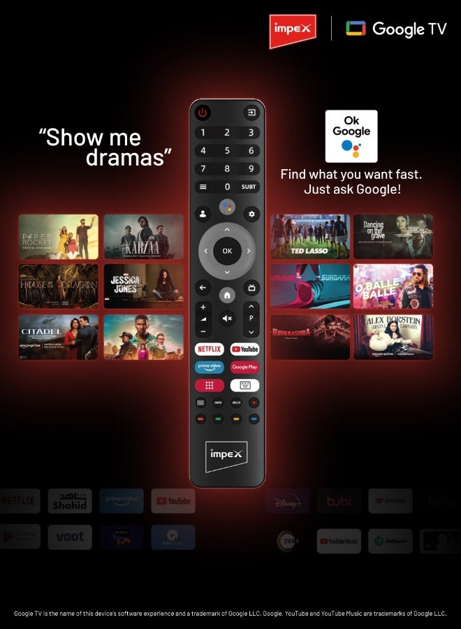 إمبكس تلفاز جوجل الذكي QLED بحجم 75 بوصة | 4K Ultra HD | مساعد جوجل، صوت دولبي، HDR10 | واي فاي، بلوتوث، جوجل كاست | شاهد، آبل تي في، نتفليكس، برايم فيديو، ديزني+، يوتيوب | 2 جيجابايت رام، 16 جيجابايت تخزين | USB، HDMI، مدخل صوت، مدخل فيديو | Evoq75QLC - Image 5