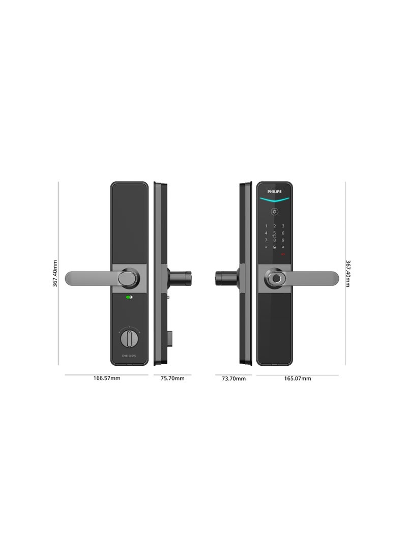 فيليبس قفل رقمي أنيق من فيليبس DDL610-5HBS مع بصمة الإصبع ورقم التعريف الشخصي والوصول عبر التطبيق. - Image 5