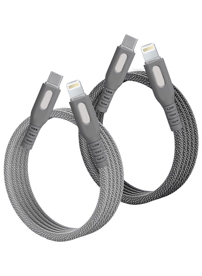 MARGOUN 2Packs Magnetic USB-C to Lightning Fast Charging Cable (1M) - PD 18W, Snap-On Design, MFi-Certified, Nylon-Braided - Dark and Light Grey Multicolour-3 - Image 1