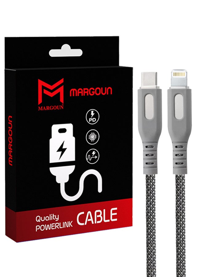 MARGOUN Magnetic USB-C to Lightning Fast Charging Cable (1M) - PD 18W, Snap-On Design, MFi-Certified, Nylon-Braided - Light Grey Light Grey-5 - Image 1