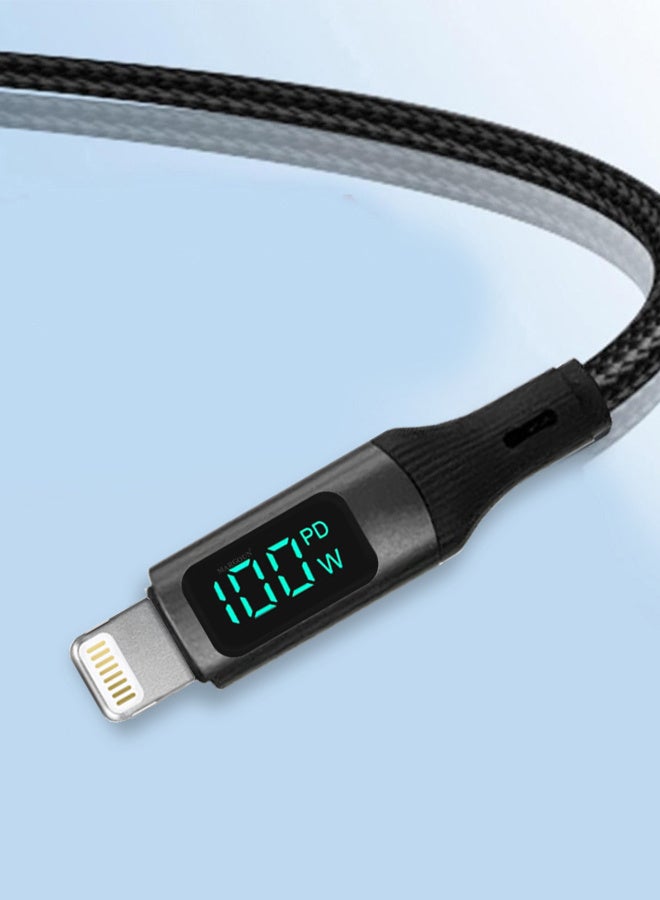 مارجون كابل شحن مغناطيسي USB-C إلى Lightning مع شاشة (1م) - شحن سريع PD ذكي، مراقبة الطاقة في الوقت الحقيقي، تصميم قابل للفصل - أسود - Image 5