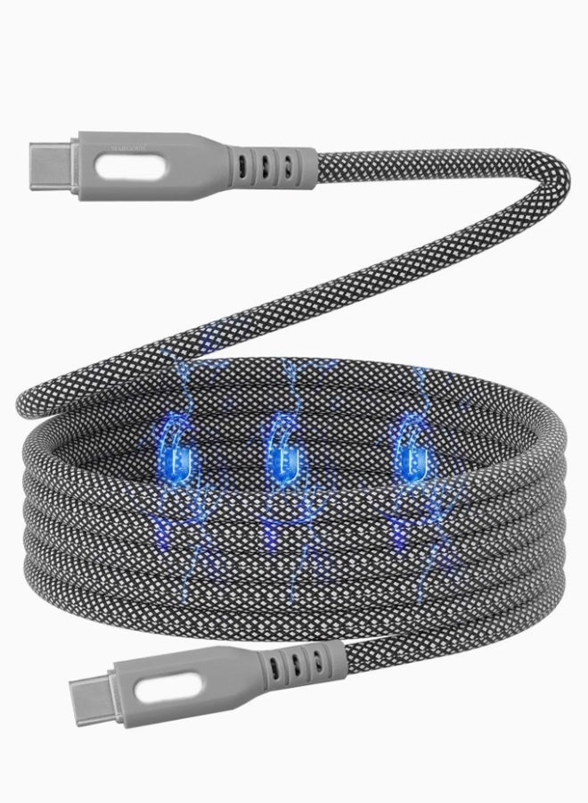 MARGOUN 2Packs USB-C to USB-C Magnetic Charging Cable (1M) - PD Fast Charge, Detachable & Tangle-Free Design - Dark Grey Dark Grey-4 - Image 3