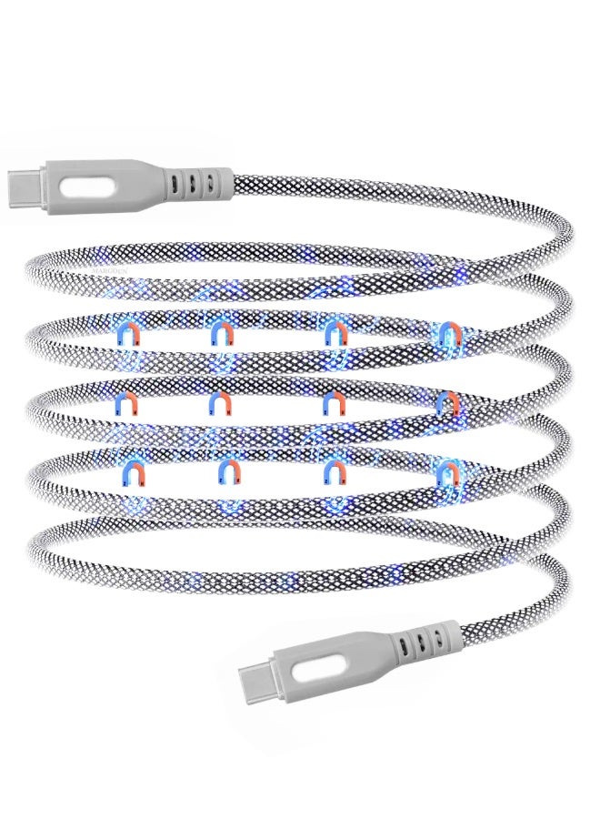 MARGOUN 2Packs USB-C to USB-C Magnetic Charging Cable (1M) - PD Fast Charge, Detachable & Tangle-Free Design - Dark and Light Grey Multicolour-2 - Image 5