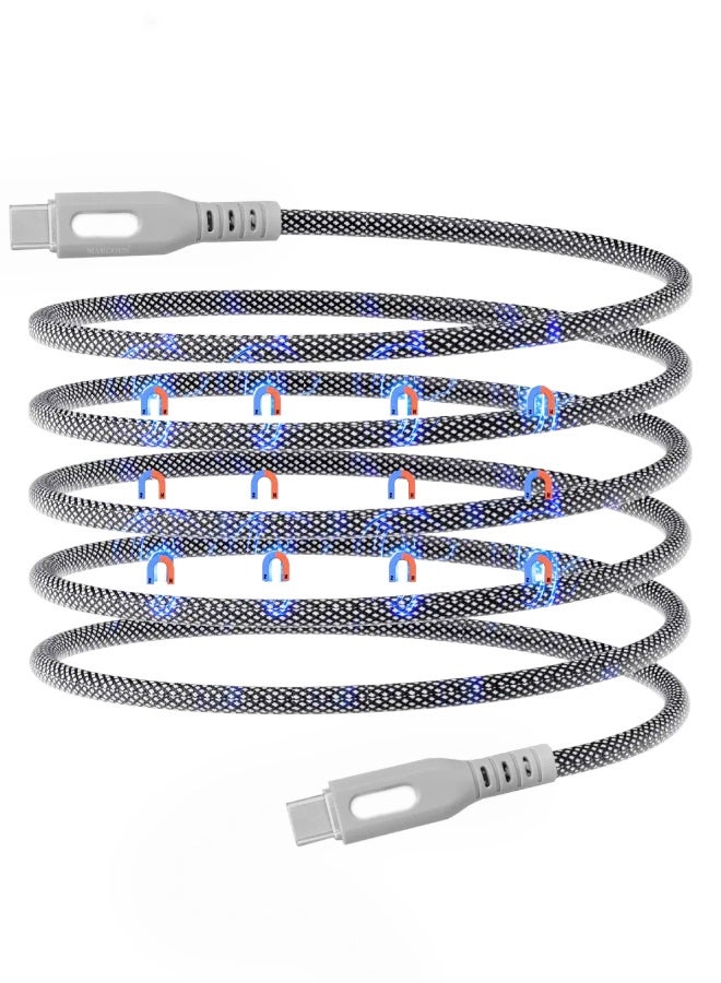 MARGOUN 2Packs USB-C to USB-C Magnetic Charging Cable (1M) - PD Fast Charge, Detachable & Tangle-Free Design - Dark and Light Grey Multicolour-2 - Image 3
