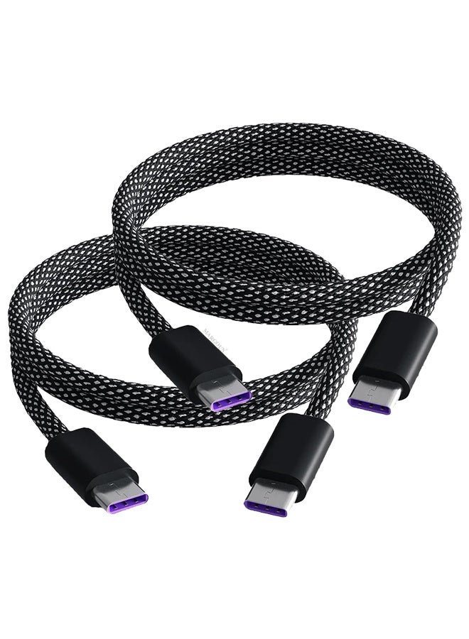 MARGOUN 2Packs Fast USB-C to USB-C Cable Premium Braided Fast Charging and Data Transfer, PD Supported 1m - Dark Grey & White Dark Grey-2 - Image 1
