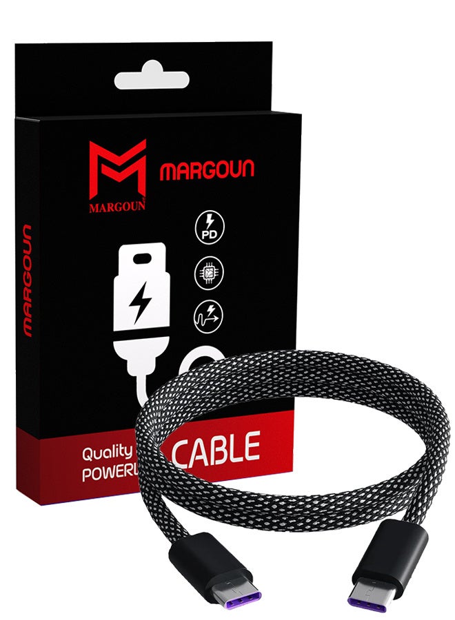 MARGOUN 2Packs Fast USB-C to USB-C Cable Premium Braided Fast Charging and Data Transfer, PD Supported 1m - Dark Grey & White Dark Grey-2 - Image 2