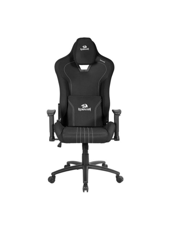REDRAGON Gaming Chair Heth C313 - Black with White Accents, Ergonomic Design with Premium Fabric, Head and Lumbar Support, 2D Adjustable Armrests, Sturdy Metal Frame, 180° Reclining Seat, 350mm Metal Base and 55mm Smooth PU Wheels - Holds up to 130kg, Ideal for Gaming, Studying and Long Working - Image 3