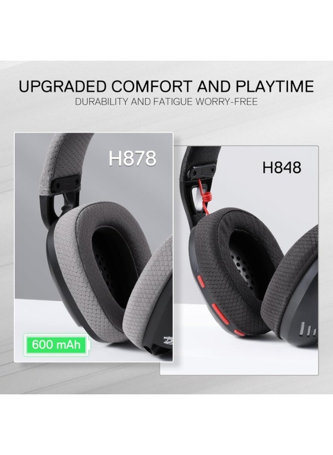 ريدراجون سماعة ألعاب لاسلكية بإضاءة زرقاء 3 أوضاع H878 - خفيفة الوزن - صوت محيطي 7.1 - محركات 40MM - ميكروفون قابل للفصل - متعددة المنصات للكمبيوتر، PS5/4/3، سويتش، موبايل - Image 3