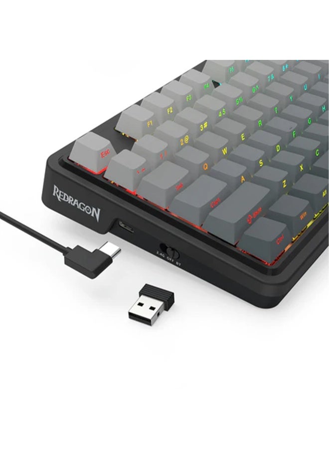 REDRAGON K673SP-RGB-PRO Tri-Mode Mechanical Keyboard with Side-Printed Keycaps, 75% Layout, Gasket Mount, Hot-Swappable Switches & Control Knob – Supports Bluetooth, 2.4G & Wired Connection - Image 4