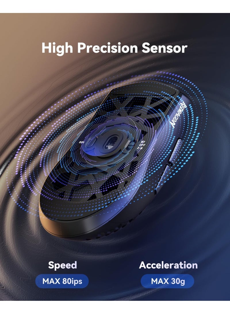 REDRAGON M617-LIT Ultralight Honeycomb Shell Wired Gaming Mouse, 41g, 10,000 DPI, 6 Programmable Buttons, Drag-Free Paracord, Type-C Gamer Mouse with 2 Side Buttons for PC/Mac/Laptop, Black - Image 3