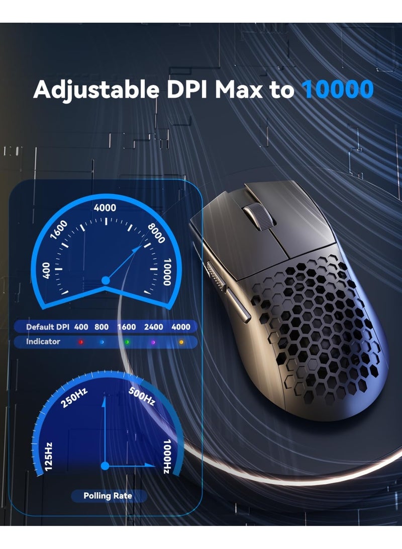 REDRAGON M617-LIT Ultralight Honeycomb Shell Wired Gaming Mouse, 41g, 10,000 DPI, 6 Programmable Buttons, Drag-Free Paracord, Type-C Gamer Mouse with 2 Side Buttons for PC/Mac/Laptop, Black - Image 5