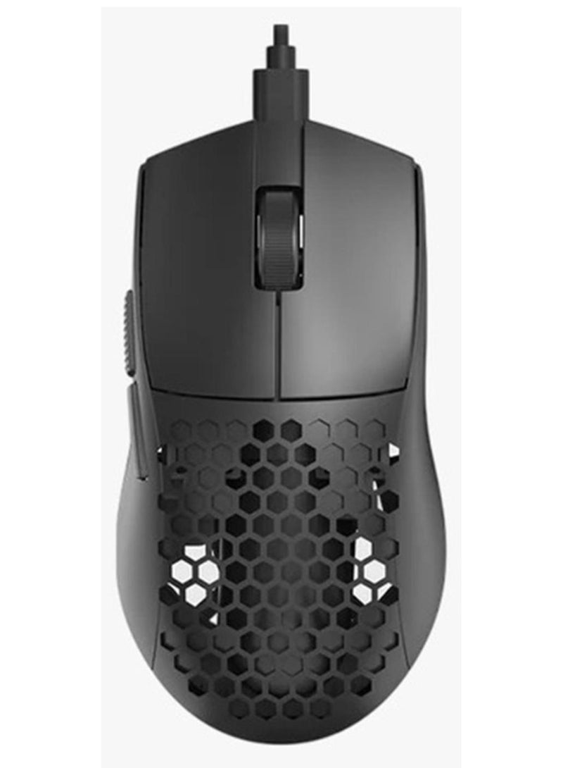 ريدراجون ماوس ألعاب سلكي خفيف الوزن M617-LIT بقشرة خلوية، 41غ، 10,000 DPI، 6 أزرار قابلة للبرمجة، حبل بارا كورد خالي من السحب، ماوس ألعاب Type-C مع زرين جانبيين لجهاز الكمبيوتر/ماك/لابتوب، أسود - Image 1