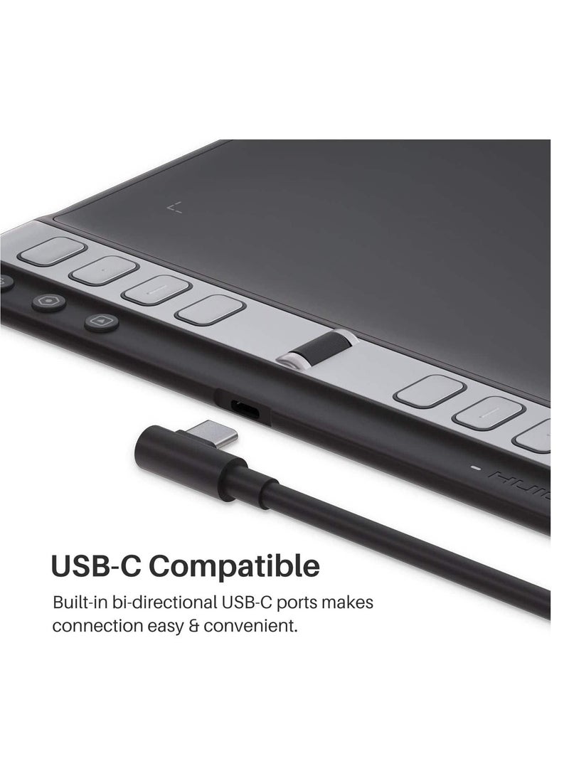 هيون Inspiroy 2 Large Drawing Tablet with Scroll Wheel 3-Set 8 Customized Keys Battery-Free Stylus for Digital Art, Design, Sketch, 10x6inch Graphics Tablet Works with Mac, PC & Mobile, Black - Image 5
