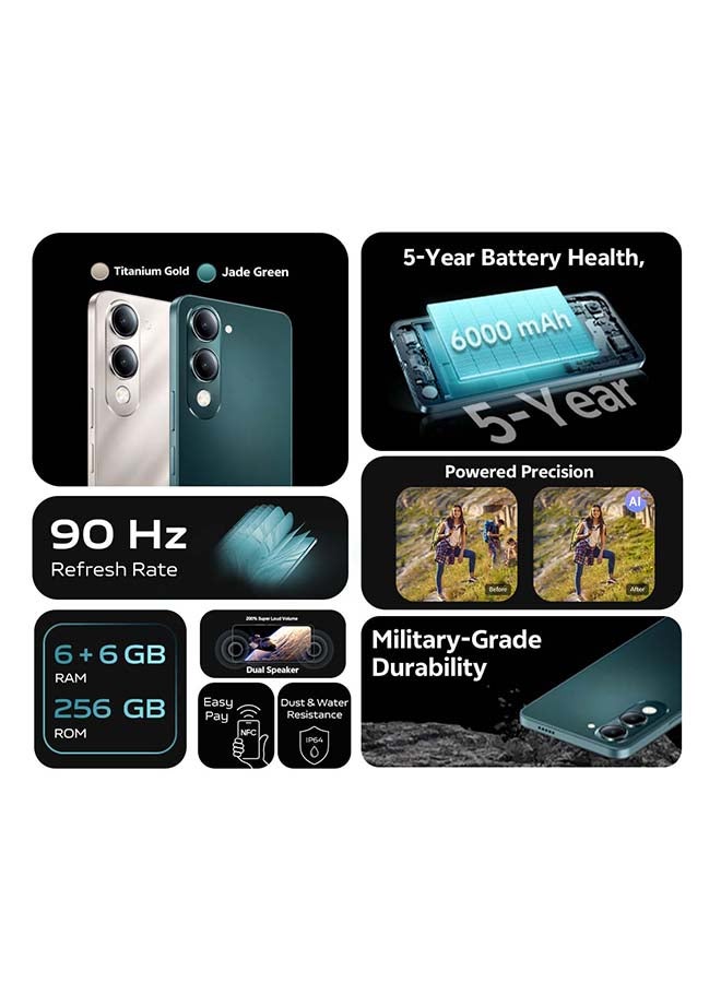 فيفو هاتف Y29C AI 5G ثنائي الشريحة باللون الأخضر 6 جيجابايت RAM 256 جيجابايت مع سماعات حصرية وضمان لمدة 24 شهرًا - النسخة الشرق أوسطية - Image 2