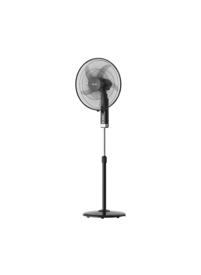 Midea Stand Fan 18Inc With Remote FS45-25MT-BK,Copper Motor,75W,Reach to 1300 RPM,5 Blades Durable ABS impact Resist,Whisper Quiet 6% Quieter,Adjustable length,reach to 157CM,Tech Wind Air Boost,Black 75 W FS45-25MR-BK black