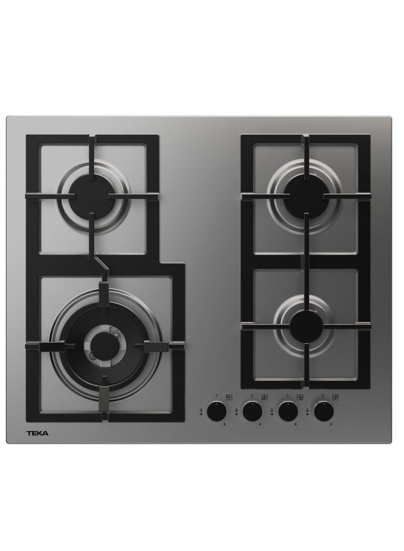 TEKA 60cm Gas hob with 4 burners and Cast iron grids EFX 60.1 4G AI AL DR CI 112610072 Stainless Steel - Image 1
