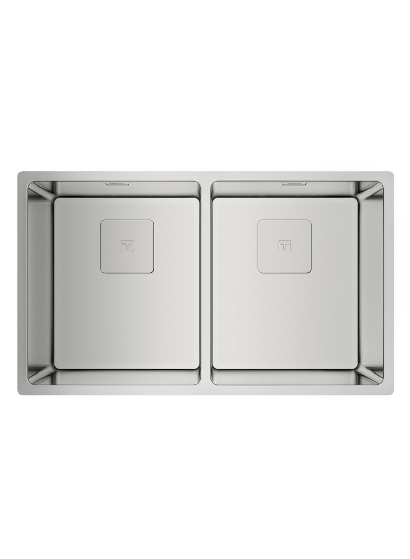TEKA Stainless Steel Kitchen Sink with Two Bowls and 3-in-1 Installation Options: Undermount, Top, or Flush with Easy Clean Radius R15 Corners and 200 mm Deep Bowls FlexLinea RS15 2B 740 Stainless Steel 740 mmcm - Image 1