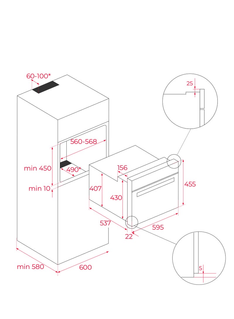 TEKA Compact 45 cm Built-in Microwave with Grill and Touch Control, 3 Cooking Functions, 5 Power Levels, 1000W Microwave Power 45L Capacity MLC 8440 BK 45 L 1400 W 111160003 Black - Image 5