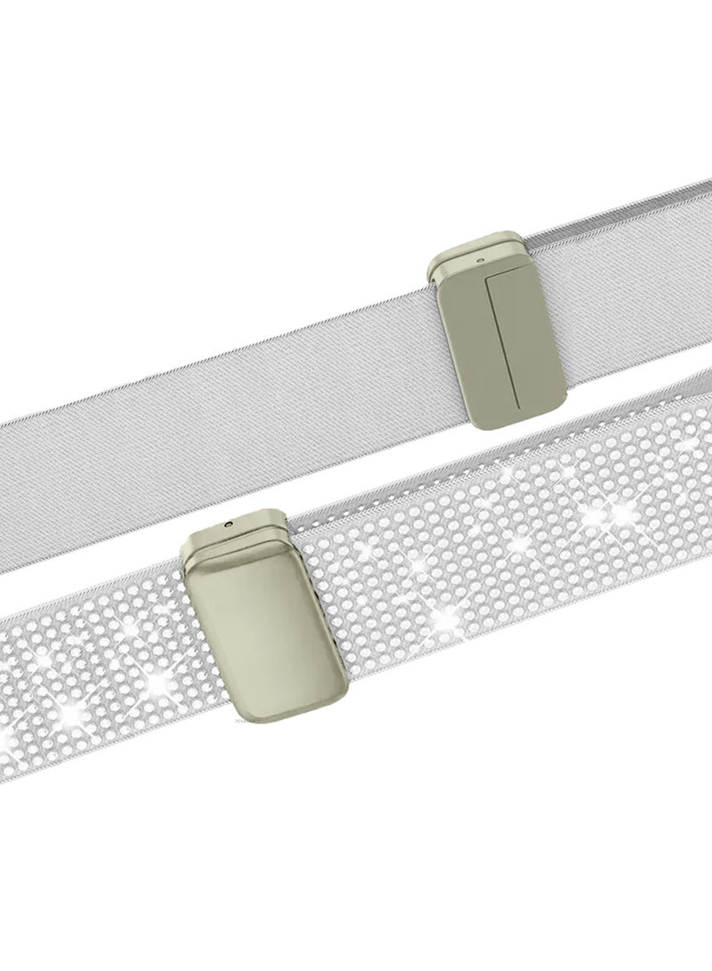 MARGOUN 38mm 40mm 41mm 42mm(Series 10) Elastic Band for Apple Watch Series 1-9, SE & Ultra - Rhinestone Sparkle Watch Band White-1 - Image 4