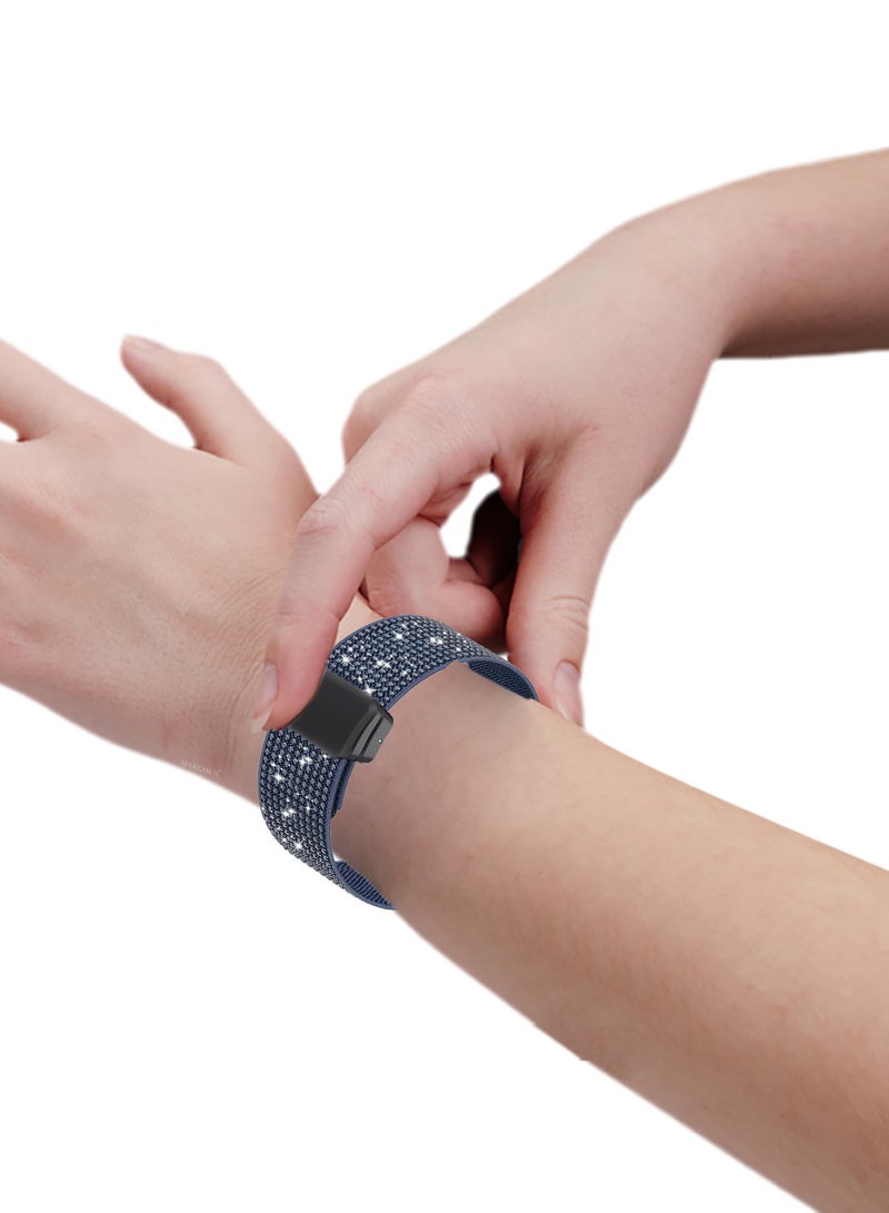 MARGOUN 44mm 45mm 49mm Elastic Band for Apple Watch Series 1-9, SE & Ultra - Rhinestone Sparkle Watch Band Dark Blue-2 - Image 5