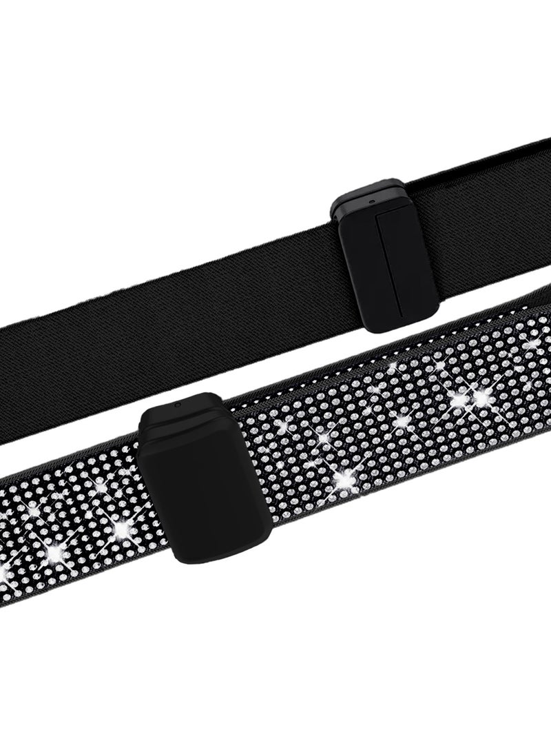 MARGOUN 44mm 45mm 49mm Elastic Band for Apple Watch Series 1-9, SE & Ultra - Rhinestone Sparkle Watch Band Black-2 - Image 4