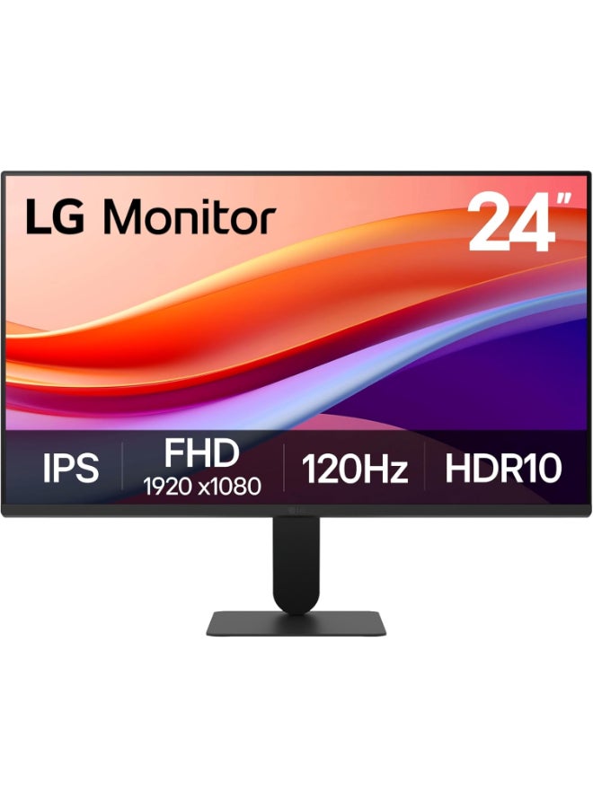 LG 24-Inch Full HD IPS Monitor, 120Hz, 5ms, HDR10, 99% sRGB, 3-Side Borderless Design, HDMI & VGA Ports, Tilt Adjustable, VESA Mount, Eye Comfort Mode, Flicker Safe, Black | 24U411A-B Black - Image 1