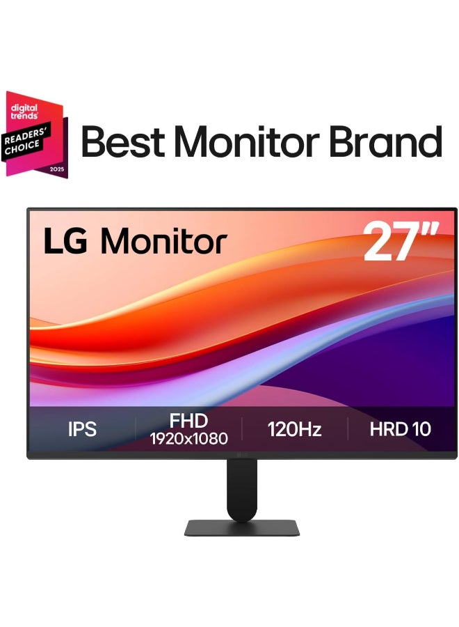 LG 27 inch IPS Display, FHD Display, 120Hz Refresh Rate, 1ms (MBR) Response Time, Motion Blur Reduction Technology, Dynamic Action Sync, Slim Stand, Black | 27U411A-B black - Image 2