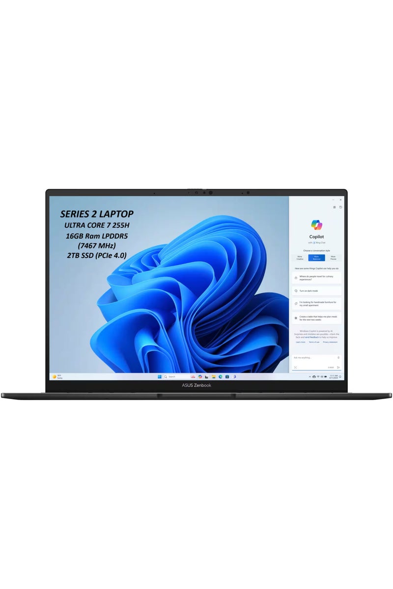 ASUS ZenBook 14 OLED Laptop With 14-Inch WUXGA Touchscreen Display, Core Ultra 7 255H Series 2 Processor/16GB RAM/2TB SSD/Intel Arc Graphics/Windows 11 Home (Upgraded) English Jasper Gray - Image 1