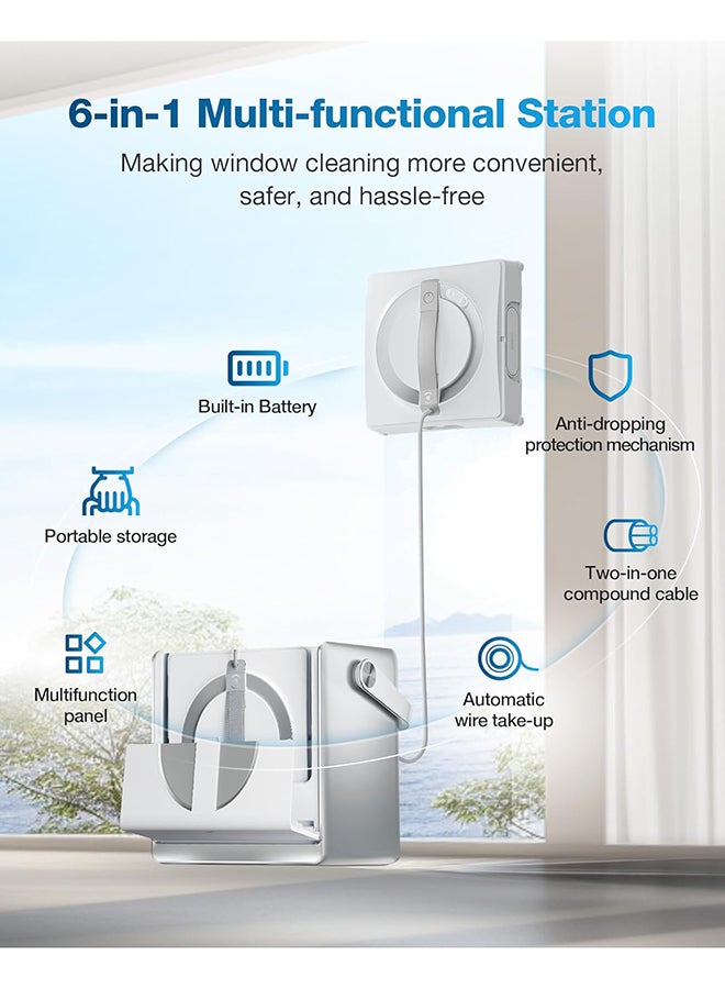 ecovacs Winbot W2 Omni Portable Window Cleaning Robot, Intelligent Cleaning with Three-Nozzle Wide-Angle Spray Technology, Win SLAM 4.0 Path Planning, Deep Edge Cleaning, 5500Pa Suction Power 126 W WG821-11 White - Image 4