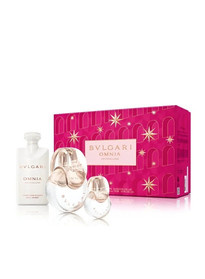 BVLGARI Omnia Crystalline Gift Set EDT +Body Lotion + Mini EDT ‏ 100+75+15ml - Image 1
