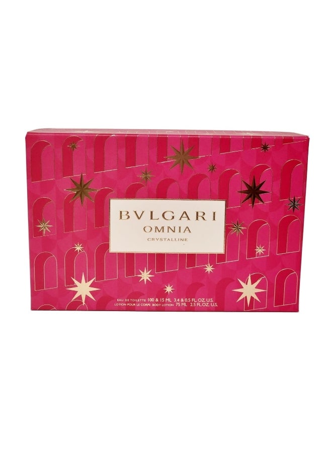 BVLGARI Omnia Crystalline Gift Set EDT +Body Lotion + Mini EDT ‏ 100+75+15ml - Image 3