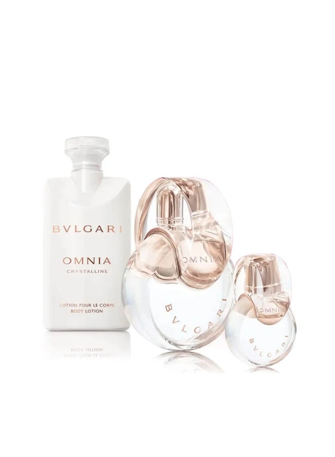 BVLGARI Omnia Crystalline Gift Set EDT +Body Lotion + Mini EDT ‏ 100+75+15ml - Image 2