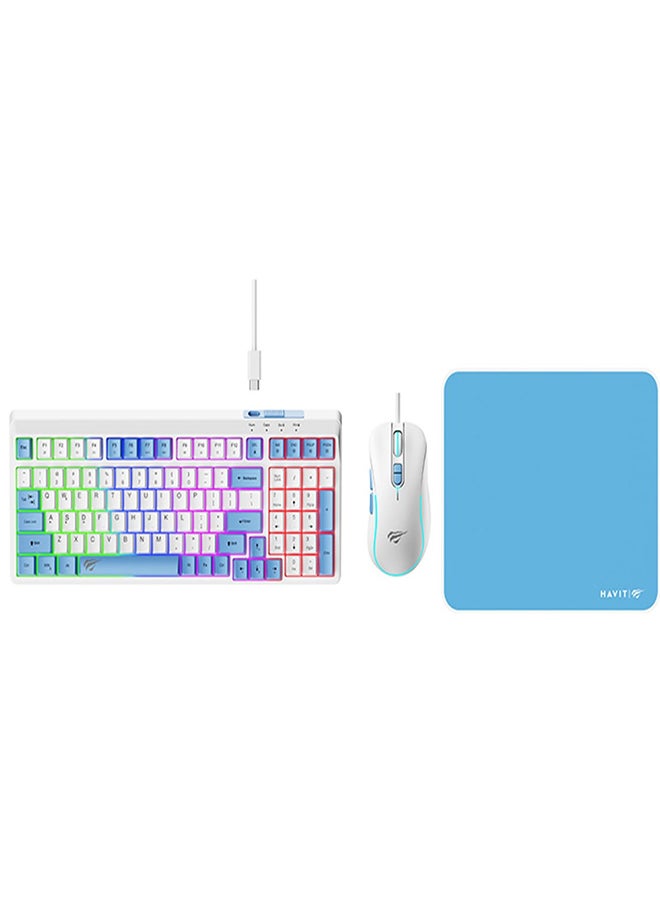 havit 3-in-1 RGB Gaming Keyboard Mouse and Mouse Pad Combo – Rainbow Backlit 99-Key Anti-Ghosting USB Type-C Keyboard (8M Keystroke Life), RGB 7-Button Gaming Mouse with Adjustable DPI (1200-3600), and Smooth Multi-Spandex Mouse Pad – Durable ABS Build, Ergonomic Design, Plug & Play for PC/Laptop - Image 2