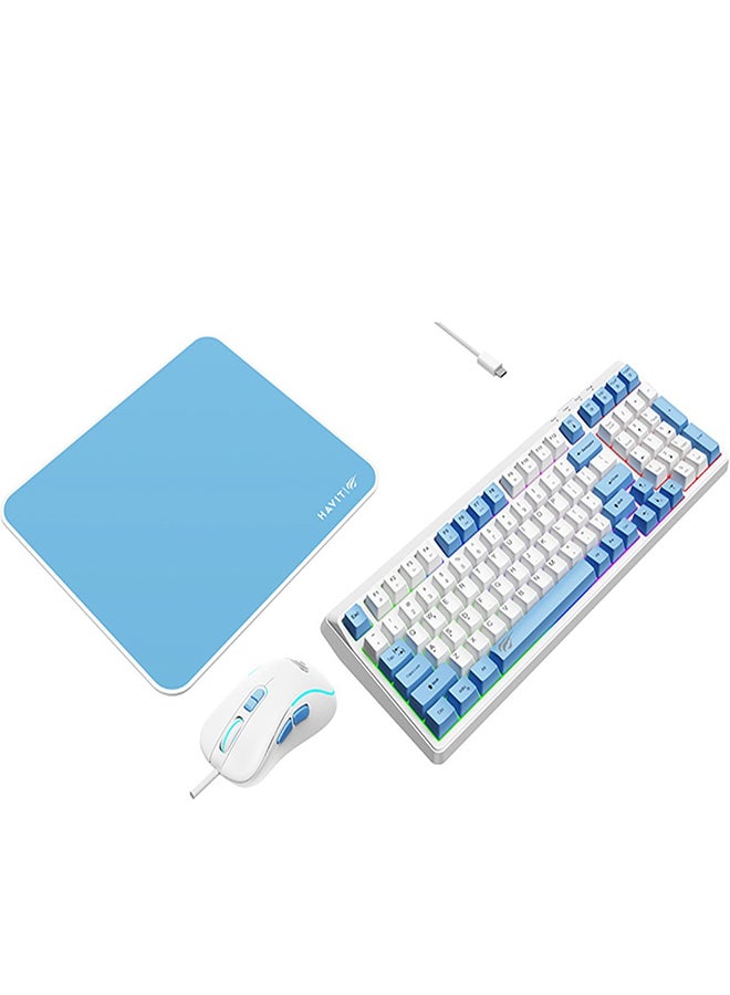 havit 3-in-1 RGB Gaming Keyboard Mouse and Mouse Pad Combo – Rainbow Backlit 99-Key Anti-Ghosting USB Type-C Keyboard (8M Keystroke Life), RGB 7-Button Gaming Mouse with Adjustable DPI (1200-3600), and Smooth Multi-Spandex Mouse Pad – Durable ABS Build, Ergonomic Design, Plug & Play for PC/Laptop - Image 3