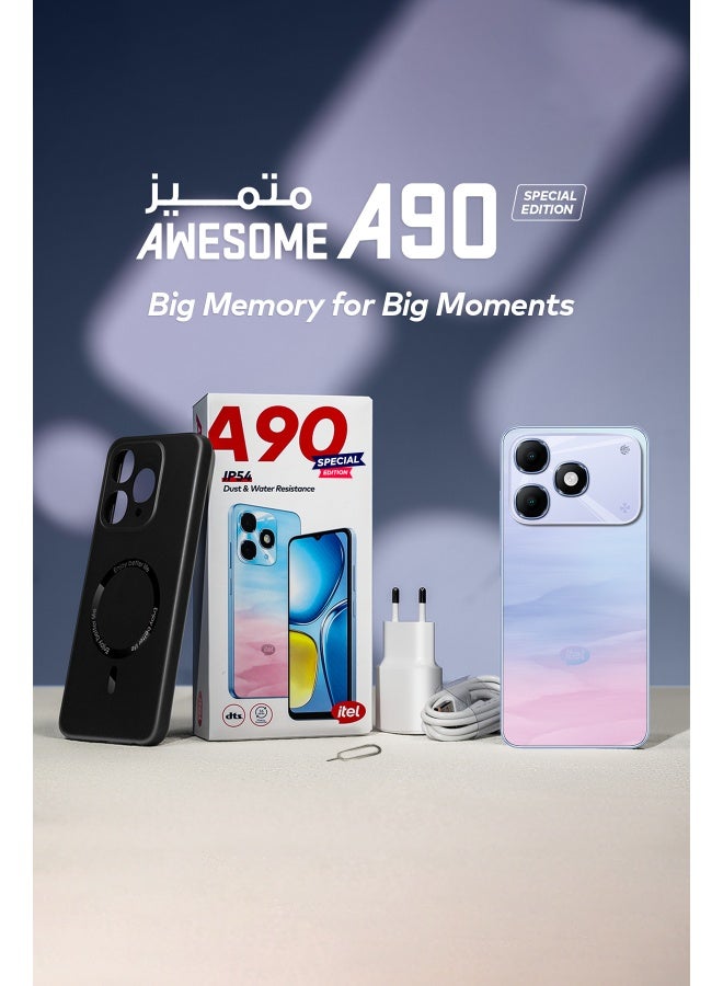 إيتيل A90 إصدار خاص ثنائي الشريحة أزرق أروارا 4+8 جيجابايت رام 256 جيجابايت 4G - نسخة الشرق الأوسط - Image 3