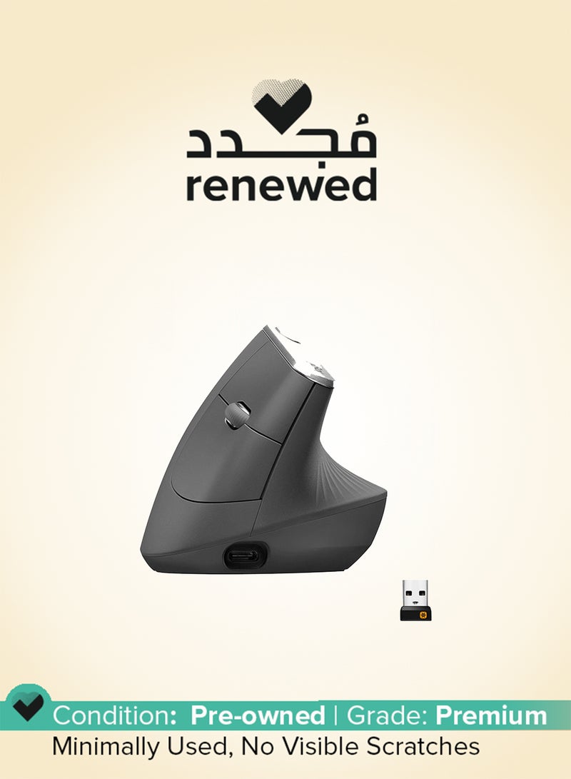 Logitech Renewed - MX Vertical Ergonomic Wireless Mouse With USB Receiver Graphite - Image 1