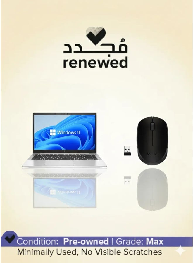 HP Renewed HP EliteBook 845 G7 | AMD Ryzen 5 Pro (U) | 14" inch | RAM 16G | Hardisk 256G | 6 Months Warranty With Wireless Mouse English Silver - Image 1