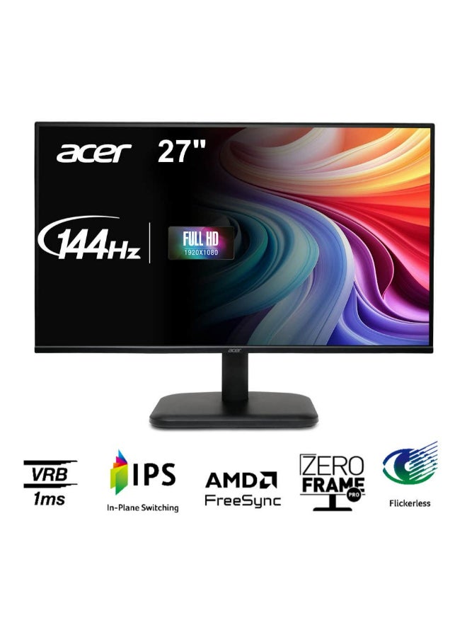 Acer 27" Inch ZeroFrame FHD IPS Super Comfort EK1 Monitor (1920x1080) 144Hz, VGA, AMD FreeSync, HDMI, 1ms & Built-in Speaker - EK271 P6 | Black - Image 1