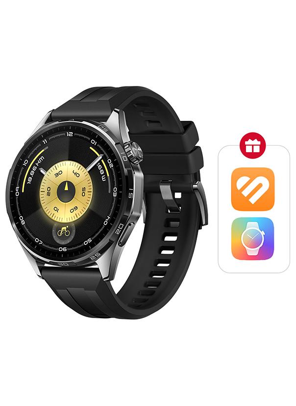 HUAWEI WATCH GT 6 46mm Smart Watch, 1.47'' Display, up to 21 days battery life,  Compatible with iOS & Android, Health Monitor, 100+ Sports Modes, Black with Free Extra App Benefits Black - Image 1