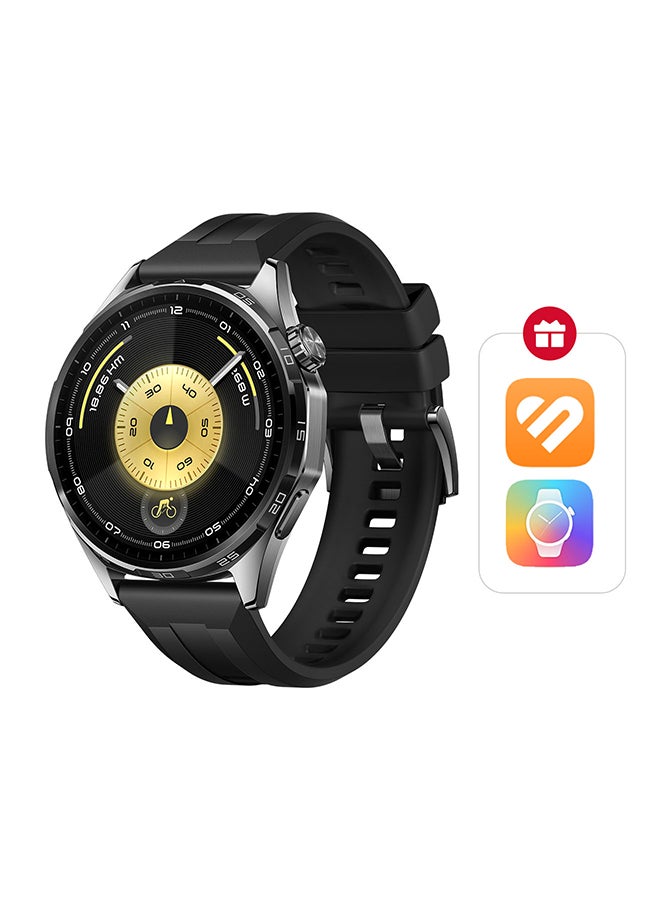 HUAWEI WATCH GT 6 46mm Smart Watch, 1.47'' Display, up to 21 days battery life,  Compatible with iOS & Android, Health Monitor, 100+ Sports Modes, Black with Free Extra App Benefits Black - Image 1