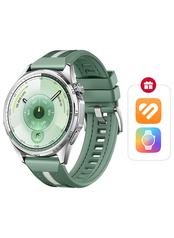 HUAWEI WATCH GT 6 46mm Smart Watch, 1.47'' Display, up to 21 days battery life,  Compatible with iOS & Android, Health Monitor, 100+ Sports Modes, Green with Free Extra App Benefits Green - Image 1